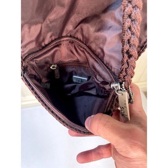 THE Sak Crochet Crossbody Purse Small Mini 7” X 7” Excellent Brown - Picture 14 of 16